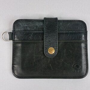 Black Genuine Leather Slim Wallet Credit Card Holder Unisex Men Women